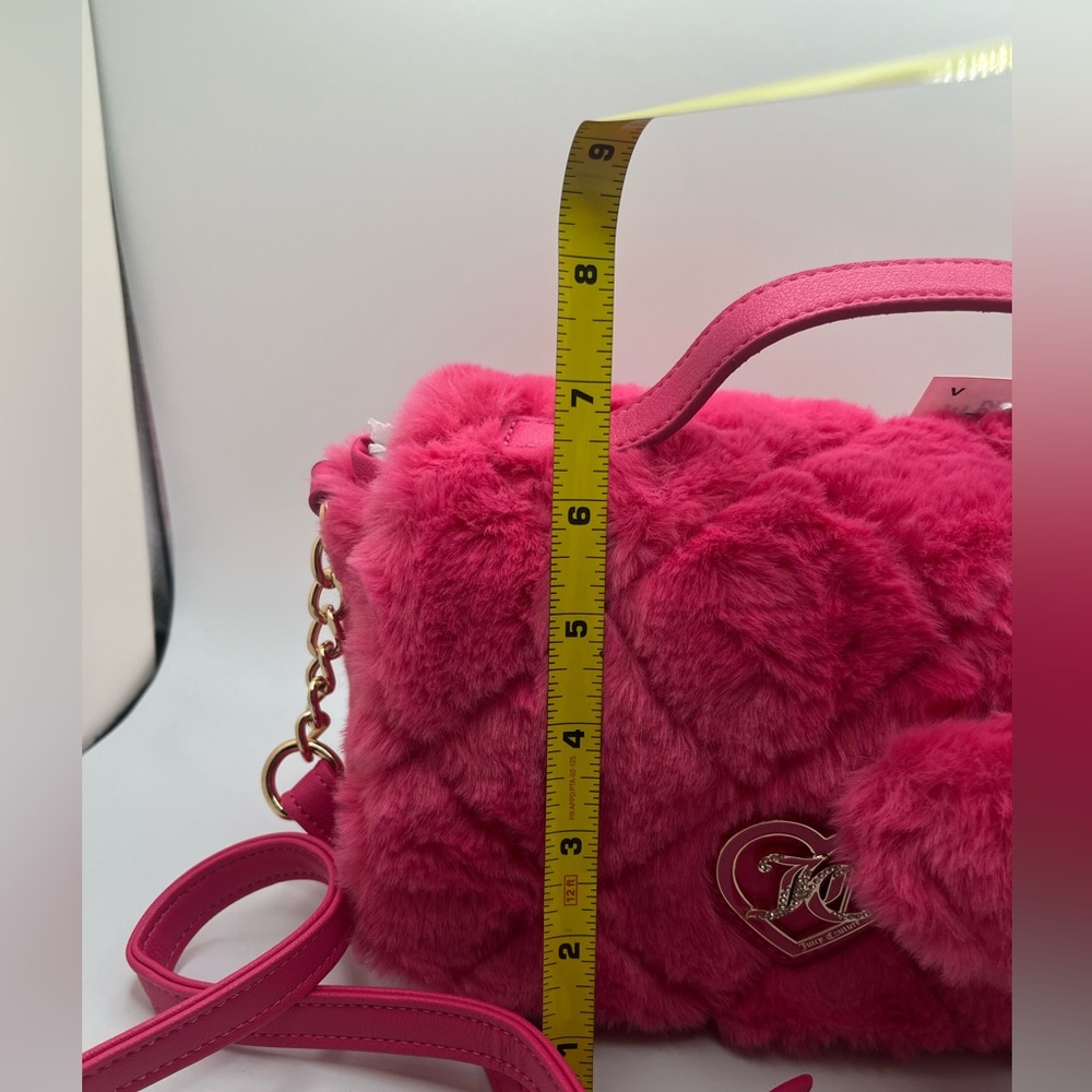 NWT Juicy Couture Women’s Faux Fur Pink Flash Lets Get Cozy Crossbody Bag OS - Picture 3 of 15